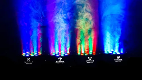 Vista 3 de Rockville RockPAR50 LED RGB Compact Par Can DJ/Club DMX Wash Light+Dual Bracket, Negro