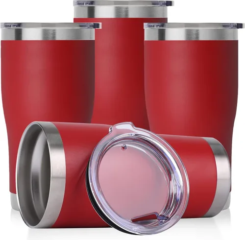 Vista 26 de DOMICARE vaso de doble pared con aislamiento al vacío, 20 onzas, con tapa, vaso de viaje de acero inoxidable, vaso de café con recubrimiento en polvo