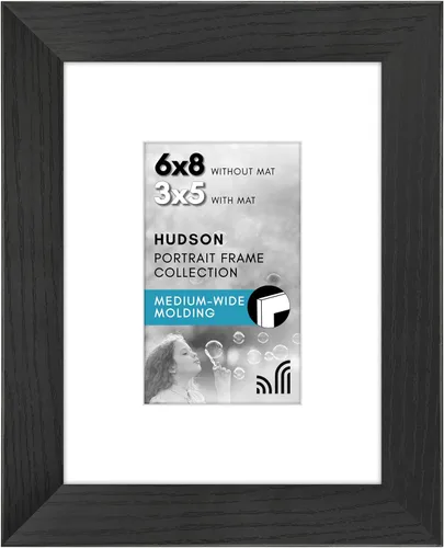 Americanflat Marco de fotos de 6 x 8 pulgadas con vidrio inastillable, para usar como marco de 3 x 5 con paspartú o para mostrar fotos de 6 x 8