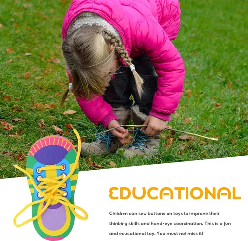 Vista 8 de NUOBESTY Práctica de corbata de zapatos para niños, tabla de práctica de atado de zapatos, hilo de zapatos, juguetes de enseñanza para aprender a