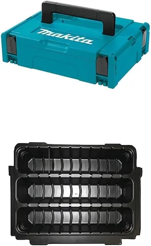 Makita 197210-9 Funda de enclavamiento, pequeña/4-3/8 "x 15-1/2" x 11-5/8" y P-83696 MAKPAC Caja de enclavamiento Bandeja de inserción de 3 filas