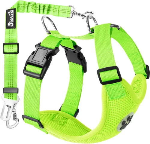 Vista 13 de Lukovee - arnés de seguridad para perro con cinturón de seguridad, arnés de seguridad ajustable para mascotas, doble tejido de malla transpirable