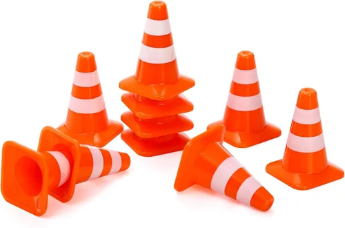 Vista 4 de ZEAYEA 30 mini conos de tráfico de plástico, conos de entrenamiento de 1.4 pulgadas, señales de tráfico, mini conos de seguridad vial para mesa