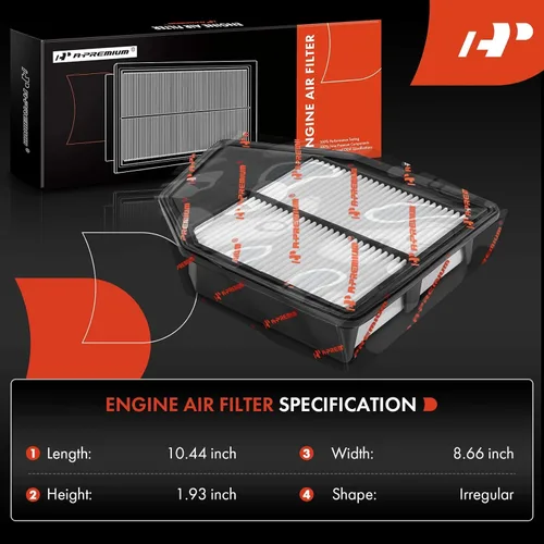 Vista 2 de A-Premium Filtro de aire de motor compatible con modelos Honda – Accord 2008 2009 2010 2011 2012, Crosstour 2012 2013 2014 2015 - L4 2.4L
