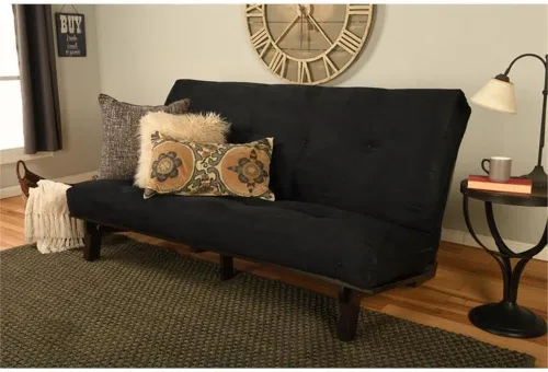 Vista 2 de Kodiak Furniture Carson - Juego de marco de futón y colchón de tamaño matrimonial, marco de futón de madera con acabado marrón Java con colchón