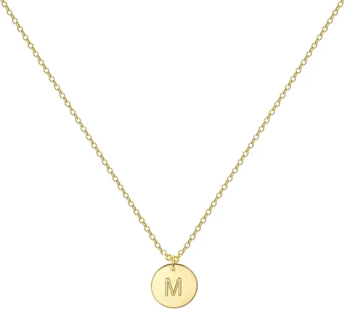 Vista 21 de Collar personalizado con inicial, chapado en oro de 18 quilates, de acero inoxidable, con dije de moneda, collar con dije de letra memorable