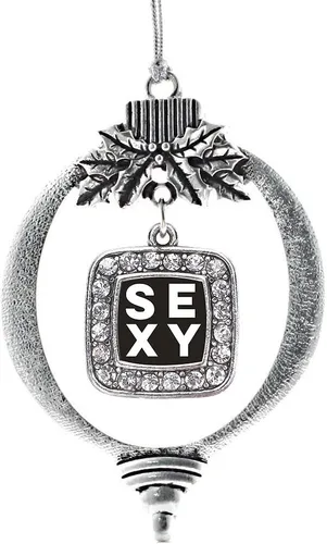 Vista 116 de Inspired Silver - Adorno de flor de iris - Adornos navideños con dije cuadrado de plata con joyas de circonita cúbica