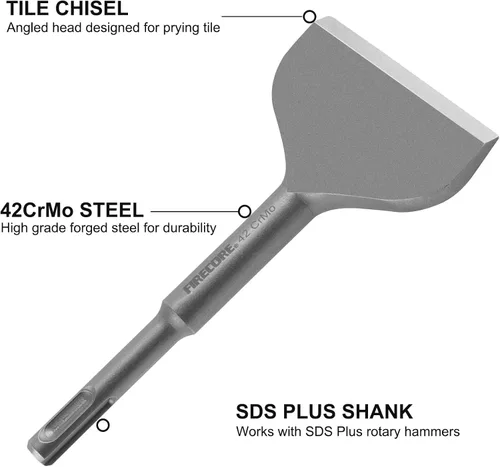 Vista 2 de Firecore 3 en SDS Plus cincel Bit Cincel inclinado en ángulo para taladro martillo 42CrMo herramienta de eliminación de azulejos para hormigón