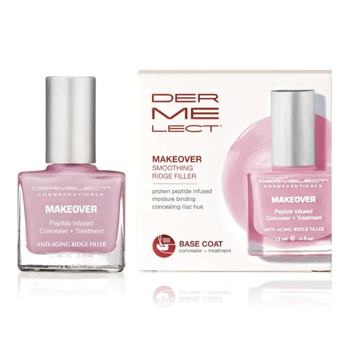 Dermelect Makeover Ridge Filler - Tratamiento para uñas galardonado, fortalece, hidrata, oculta imperfecciones, enriquecido con queratina y
