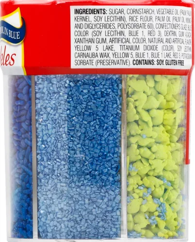 Vista 3 de Betty Crocker Gránulos de 6 colores para pasteles, cupcakes, decoración de galletas, hornear, mezclas verdes, azules y blancas, 6.9 onzas azul