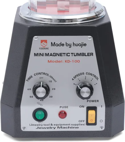 Vista 4 de RustyVioum KT-100 - Mini vaso magnético de 110 V, 60 Hz, pulidor de joyas con control de 4 velocidades, vaso de joyería para metales ligeros