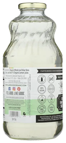 Vista 2 de Lakewood, Jugo de hoja de aloe vera orgánico, 32 onzas líquidas (paquete de 1)