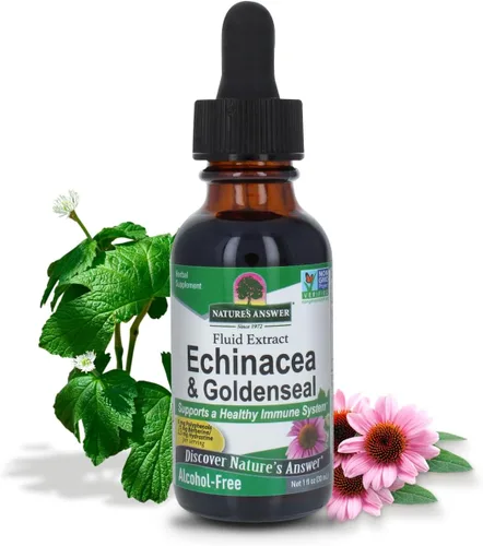 Nature's Answer Extracto líquido de equinácea y sello de oro, gotas sin alcohol, 1 onza | Promueve el bienestar general | Refuerzo inmunológico
