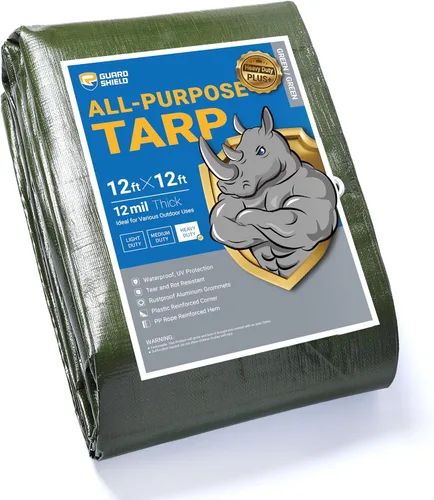 Vista 11 de GUARD SHIELD Lona beige de 8 x 10 pies, lonas grandes resistentes para exteriores, cubierta de lona de 12 mil