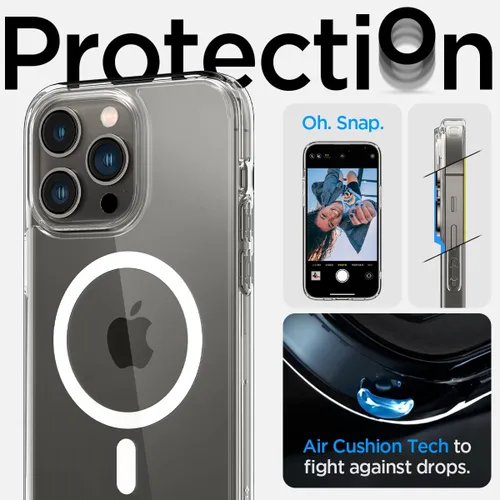 Vista 5 de Spigen MagFit Ultra Hybrid - Funda diseñada para iPhone 14 Pro Max (2022) [antiamarilleo] [protección de grado militar] compatible con MagSafe