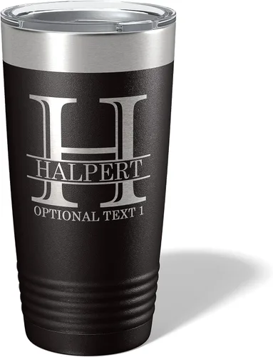 Vaso de acero inoxidable aislado con tapa de 20 onzas (17 colores) con recubrimiento en polvo, grabado personalizado, idea de regalo grabada