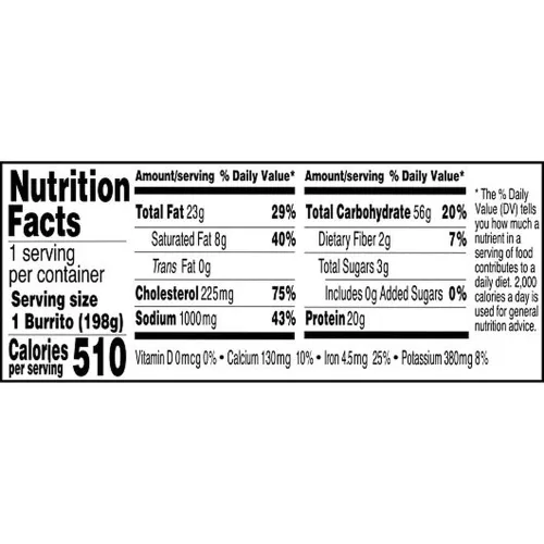 Vista 8 de Don Miguel Burrito de queso de huevo y salchicha, 7 onzas- 12 por caja.