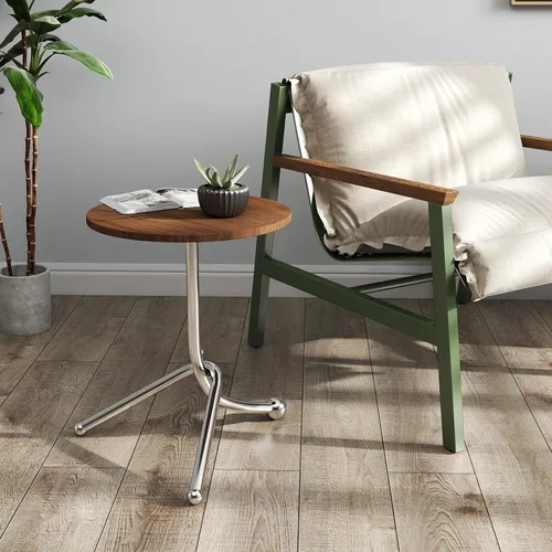 Vista 6 de Mesa auxiliar redonda pequeña 15.75 ″ x19.69 ″ - Mesas auxiliares modernas para espacios pequeños y sala de estar