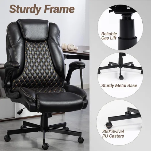 Vista 8 de Silla de oficina grande y alta de 450 libras con reposabrazos abatible, cómoda silla ejecutiva resistente, asiento extra ancho, silla ergonómica