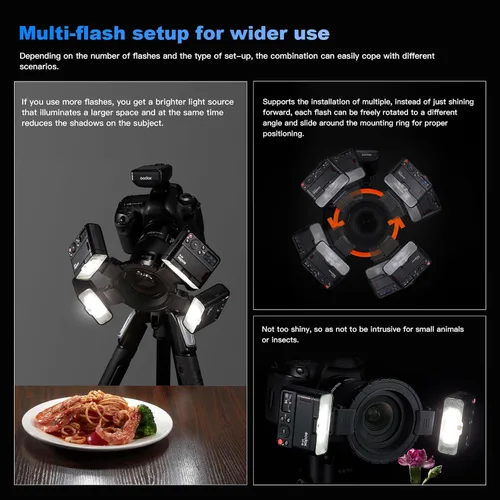 Vista 9 de Godox 2 flash macro compacto MF12 con disparador XproII para cámaras Canon, MF12-K2 2.4G 12W TTL Mini Flash Kit de 2 luces con batería incorporada