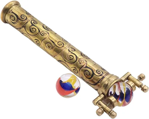 Vista 5 de Caleidoscopio de mármol Exquisito diseño de latón grabado con mármoles intercambiables Espejos de primera superficie para patrones claros