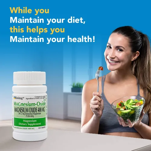 Vista 3 de Rising Pharma - Óxido de magnesio 400 mg - Suplemento dietético de magnesio elemental - 120