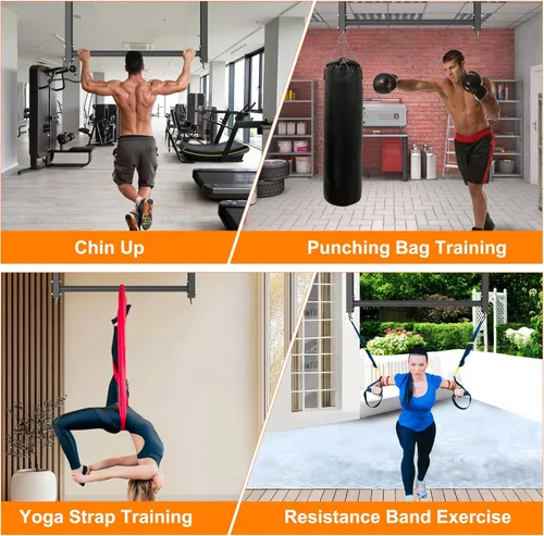 Vista 7 de Ceiling Mounted Pull Up Bar, Heavy Duty 700 LBS Multi Grip Pull Up Bars, 16"/24" Rafter Chin Up Bar, Ceiling Joist for Garage/Gym/Basement with