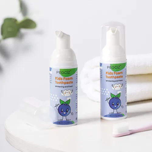 Vista 9 de Pasta de dientes de espuma para niños, 2 piezas, pasta de dientes para niños pequeños con bajo contenido de flúor para cepillo de dientes