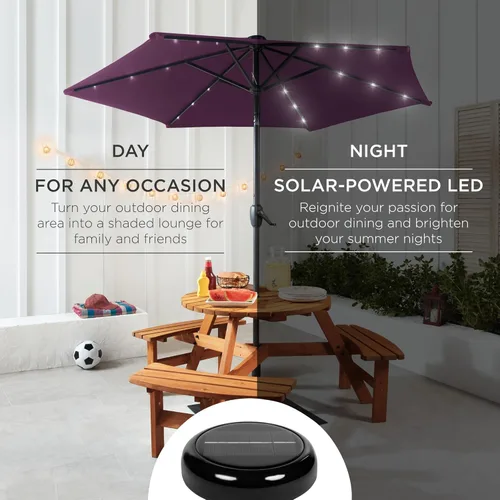 Vista 3 de Best Choice Products 7.5ft Outdoor Solar Patio Umbrella for Deck, Pool w/Tilt, Crank, LED Lights