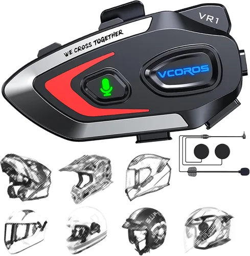Vista 8 de VCOROS VR1 Auriculares para Casco de Motocicleta, Altavoces de Casco de Larga Duración de Batería con Respuesta Automática/Doble Cancelación