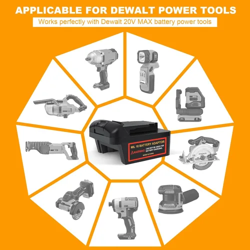 Vista 5 de Adaptador de corriente para herramientas Milwaukee M18 a DeWalt de 20 V, convertidor de batería ligero para herramientas eléctricas Dewalt