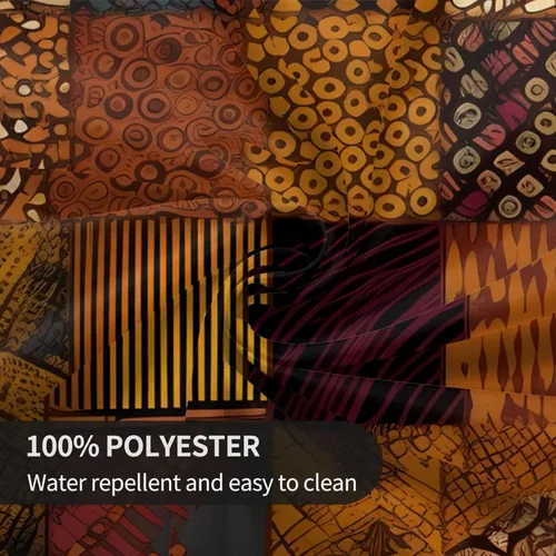 Vista 7 de Mantel redondo de 60 pulgadas, impermeable, estilo africano, estampado de retazos, mantel circular para cocina, comedor, arrugas, mantel redondo