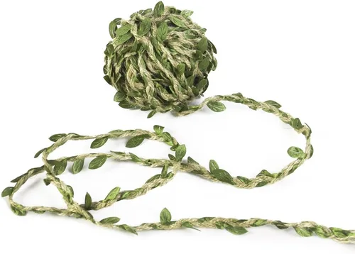 Vista 3 de Cinta con hojas de olivo, lentejuelas y piel de 20 yardas, para bricolaje, decoración