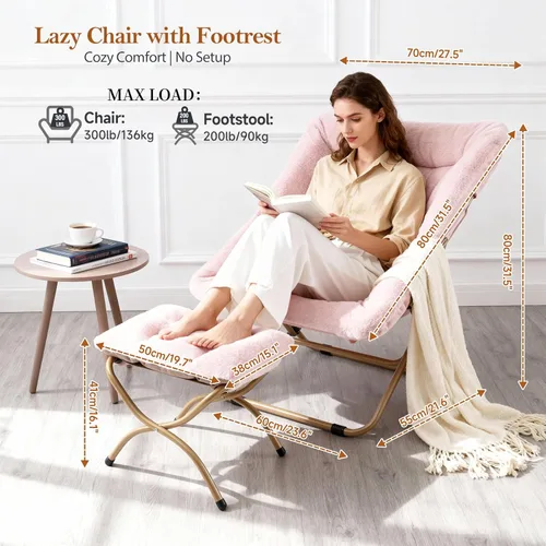 Vista 103 de Silla platillo, cómodas sillas de dormitorio, silla plegable de piel sintética de gran tamaño, silla plegable con marco de metal para sala de estar