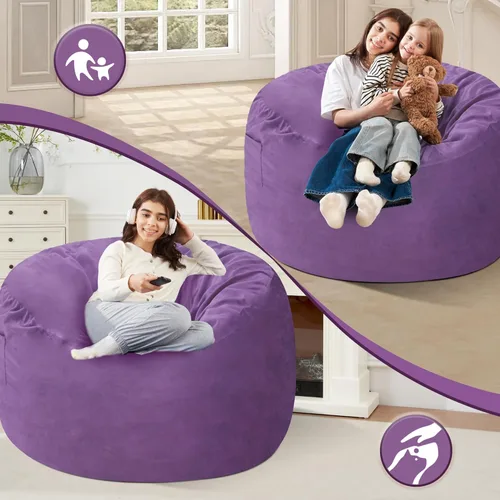 Vista 326 de de 3 pies con relleno de espuma viscoelástica, puf grandes, sofá suave con funda de terciopelo holandés, 36 x 36 x 24 pulgadas (morado)
