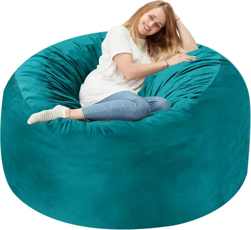 Vista 45 de Homguava Silla de Puf de 2 Pies: Pufs de 2' con Espuma de Memoria Rellenos, Cómodas Sillas de Puf Redondas con Funda de Terciopelo Holandés - Rosa