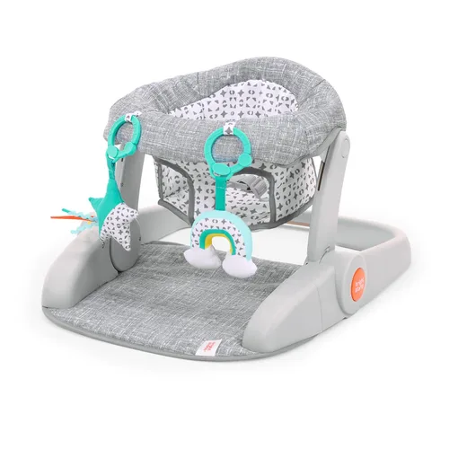 Bright Starts Learn-to-Sit Asiento de suelo para bebé, 2 posiciones para crecer con bebé, silla de bebé portátil, incluye juguetes sensoriales,
