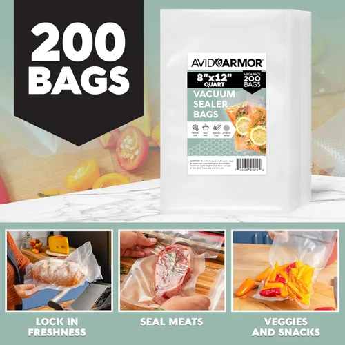 Vista 6 de Avid Armor Bolsas selladoras al vacío de 200 cuartos de galón de 8 x 12 pulgadas para guardar alimentos, grado comercial, sin BPA, resistentes