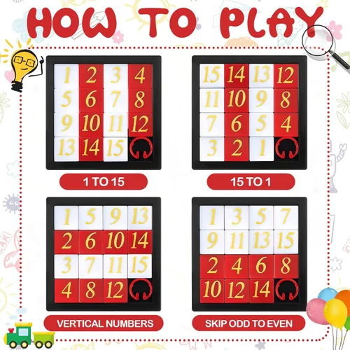 Vista 3 de 48 rompecabezas de diapositivas de números, 15 rompecabezas de diapositivas, juego de diapositivas para cerebro IQ, herramienta de aprendizaje
