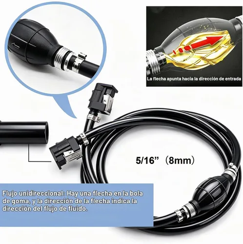 Vista 5 de Tnisesm Conjunto de línea de combustible de 5/16" 6 pies, con conector de goma marina para motor fuera de borda de barco, RVs, conjunto de Negro
