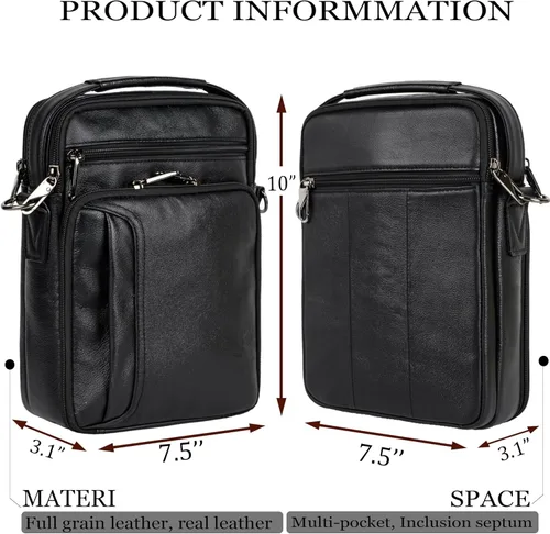 Vista 3 de Leather Small Messenger for Men - Women Shoulder Chest Travel Bag - Crossbody Bag