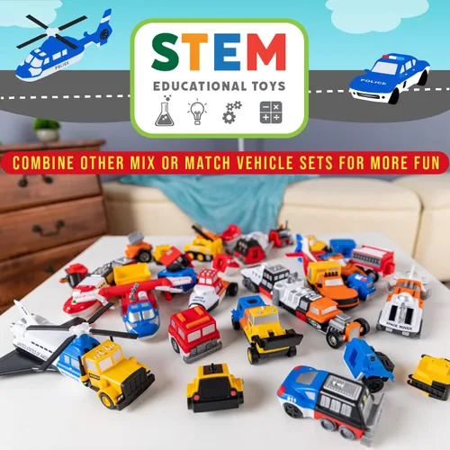 Vista 6 de POPULAR PLAYTHINGS Mezcla o combina vehículos, juego de juguete magnético, policía