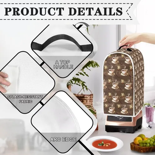 Vista 4 de Grehge H - Fundas para licuadora para cocina, café marrón, procesador de alimentos con mango duradero, cubiertas antipolvo para electrodomésticos