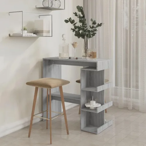 Vista 3 de Bar Table with Storage 3-Tier Modern Narrow Kitchen Island Counter Height Table Gray Sonoma 39.4"x19.7"x40" for Small Space Dining Room Apartment