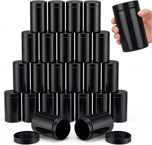 Vista 8 de SATINIOR 24 frascos de plástico transparente vacíos con tapas, recipientes de almacenamiento redondos de boca ancha para productos de belleza