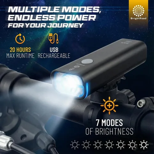 Vista 2 de BrightRoad Luz para casco de bicicleta de 8500 lúmenes, faro delantero de bicicleta con 7 modos, distancia de ajuste 650, luces de bicicleta
