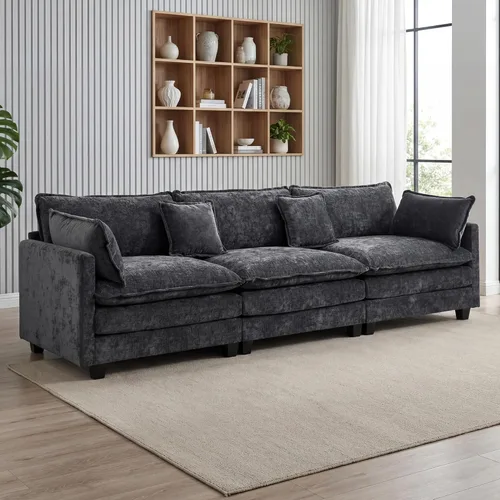 Vista 24 de Sofá seccional, cómodo sofá modular de nube, sofá modular de asiento profundo, sofá moderno en la nube, sofás modulares para sala de estar, Beige