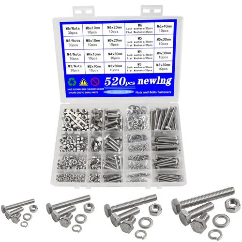 Vista 13 de Juego de pernos y tuercas con exterior hexagonal, mecánicos de acero inoxidable 304, maquinaria industrial, Tornillos hexagonales