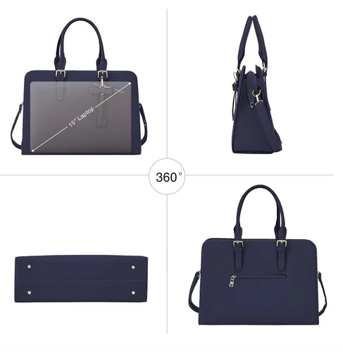 Vista 2 de TOPDesign Laptop Bag for Women, Waterproof PU Leather Work Briefcase fits 15.6 Inch Computer, Large Tote Messenger