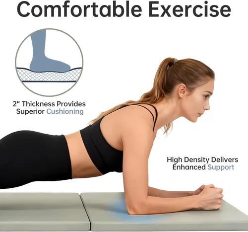 Vista 4 de Foldable Yoga Mat, 2 Inches Extra Thick Non-Slip Design Fitness Mats